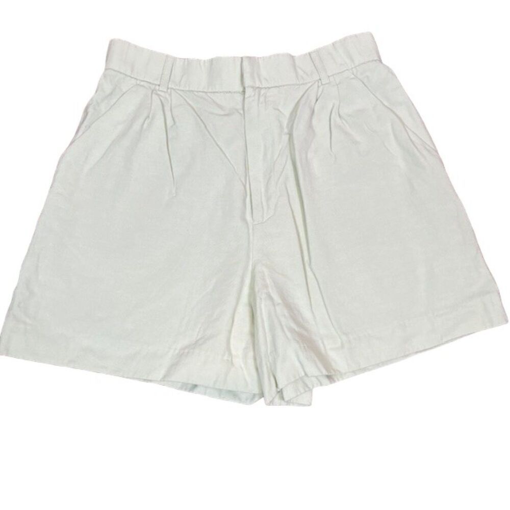 Zara Linen Shorts Creamy green mint Pockets Zip‎ Front Women's Size Large